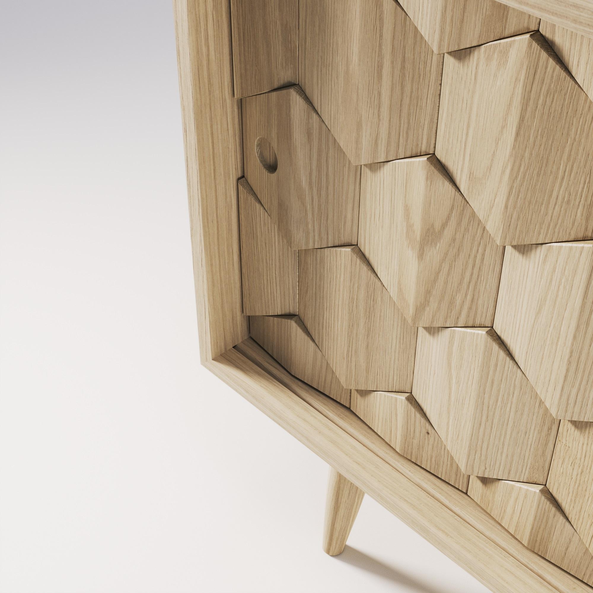 Contemporary Handmade Walnut Sideboard Featuring Two Drawers and Four Divisions For Sale
