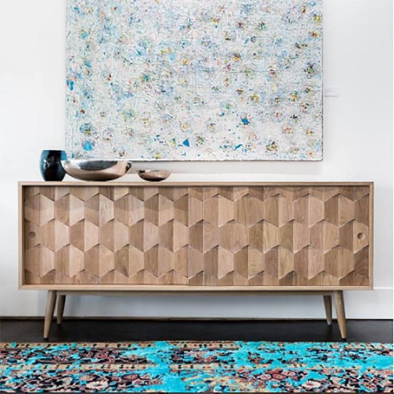 Handmade Walnut Sideboard Featuring Two Drawers and Four Divisions For Sale 1