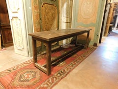 Handmade walnut table with straight leg, Italy