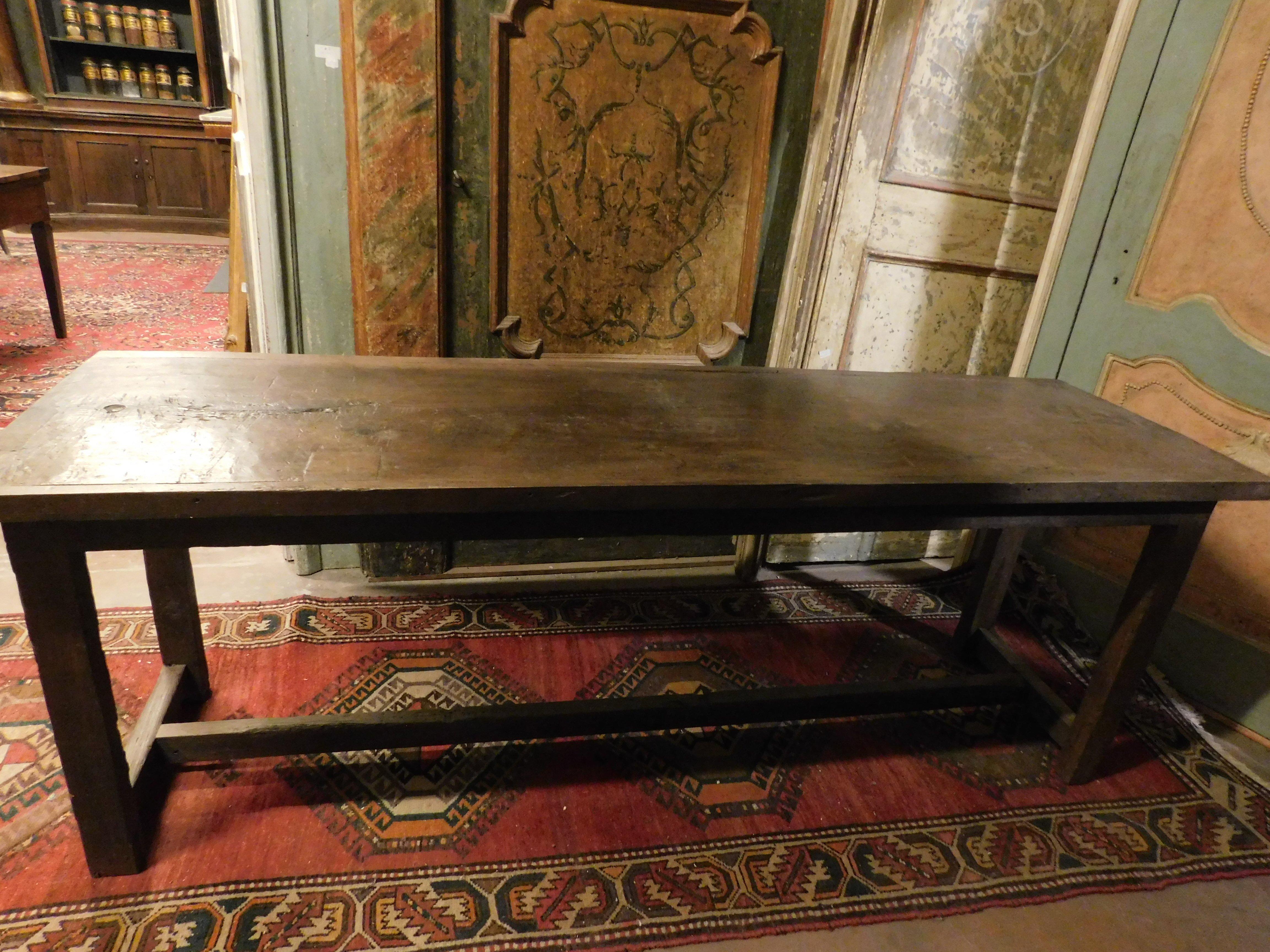 18th Century and Earlier Handmade walnut table with straight leg, Italy For Sale