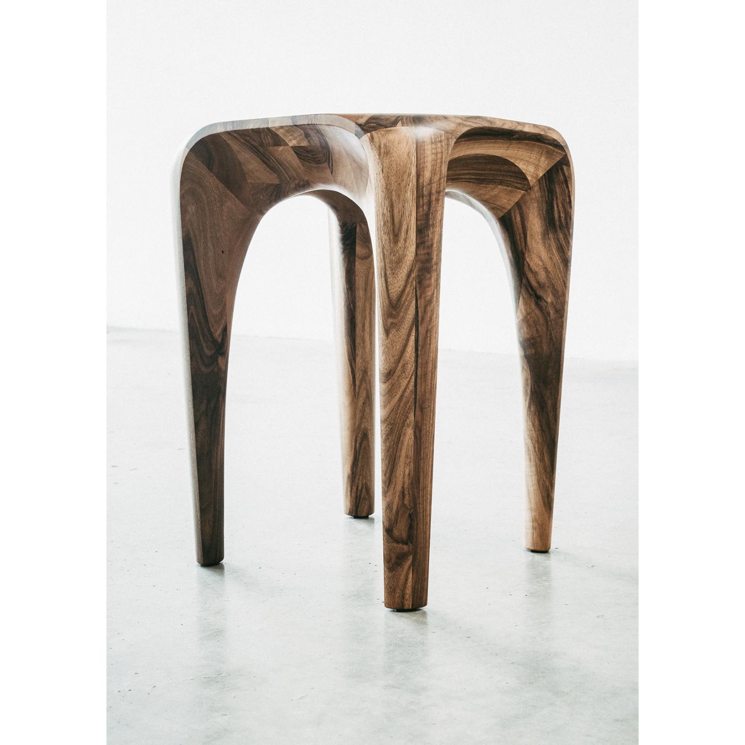 Handmade Walnut Tabouret by Maxime Goléo In New Condition For Sale In Geneve, CH