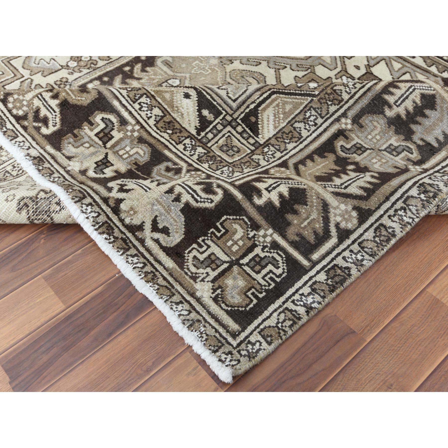 Handmade Washed Out Persian Heriz Vintage Down Organic Soft Wool Rug 1