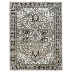 Handmade Washed Out Persian Heriz Vintage Down Organic Soft Wool Rug