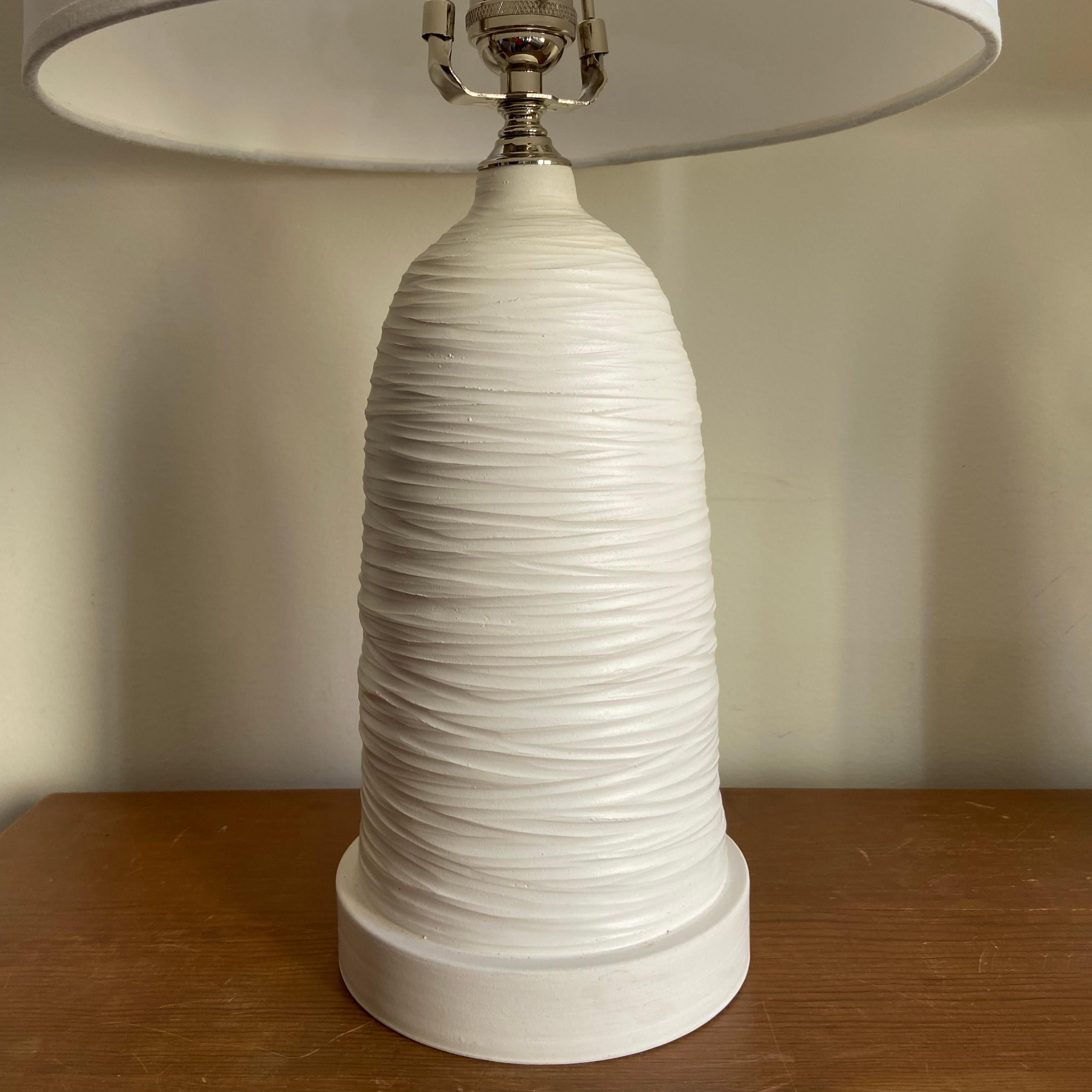 Contemporary Handmade Wheel-thrown Large Lamp pair Textured deco by Olivia Barry / By Hand For Sale