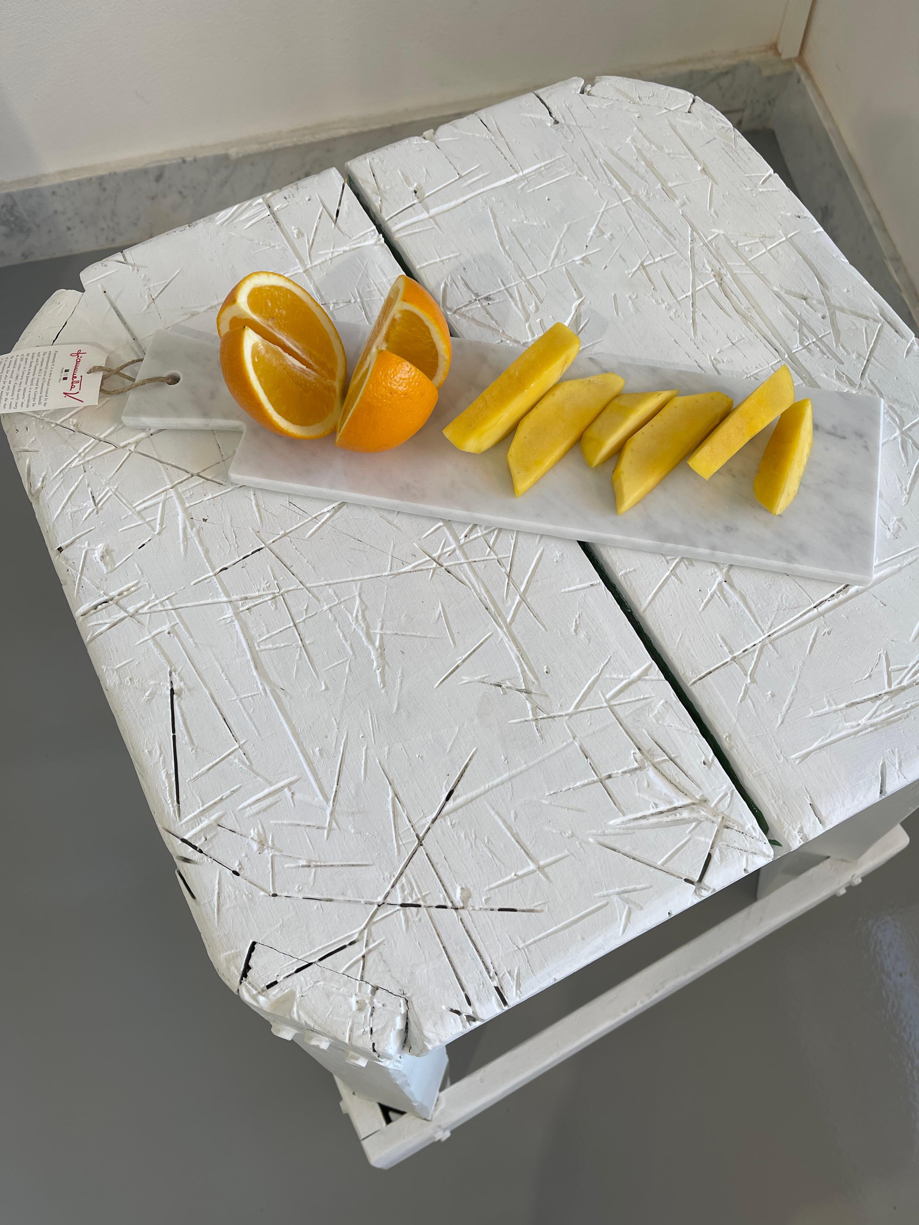Handmade White Carrara Marble Long Cutting Board For Sale 2