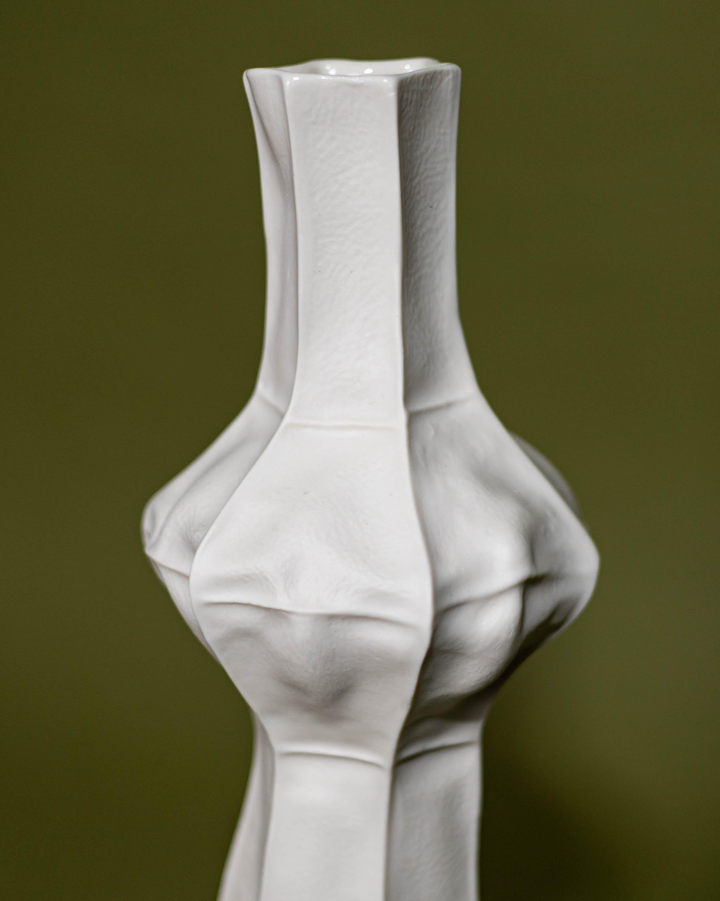 Modern Handmade White Ceramic Flower Vase, Kawa Vase #7, Organic Sculptural Porcelain For Sale