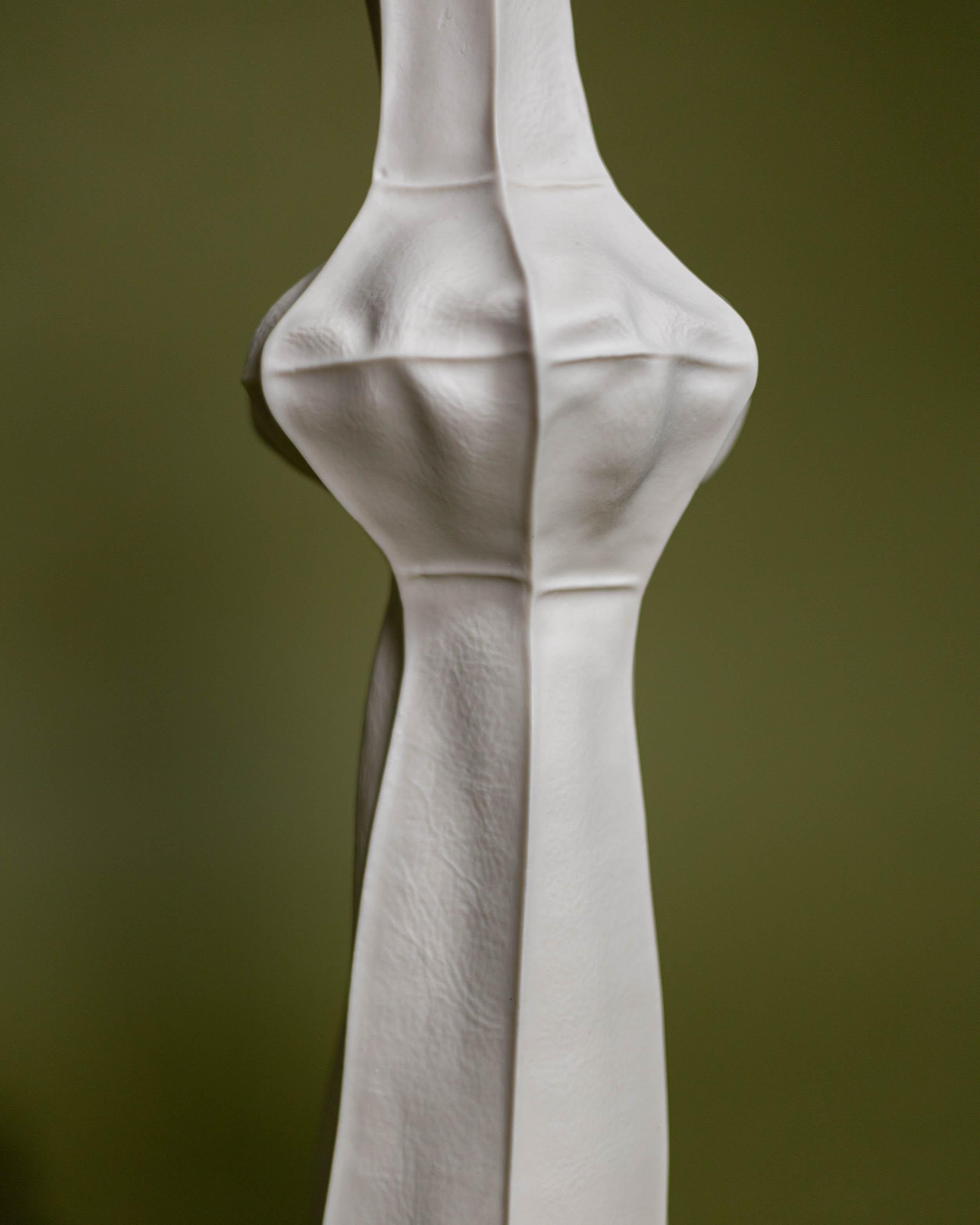 American Handmade White Ceramic Flower Vase, Kawa Vase #7, Organic Sculptural Porcelain For Sale