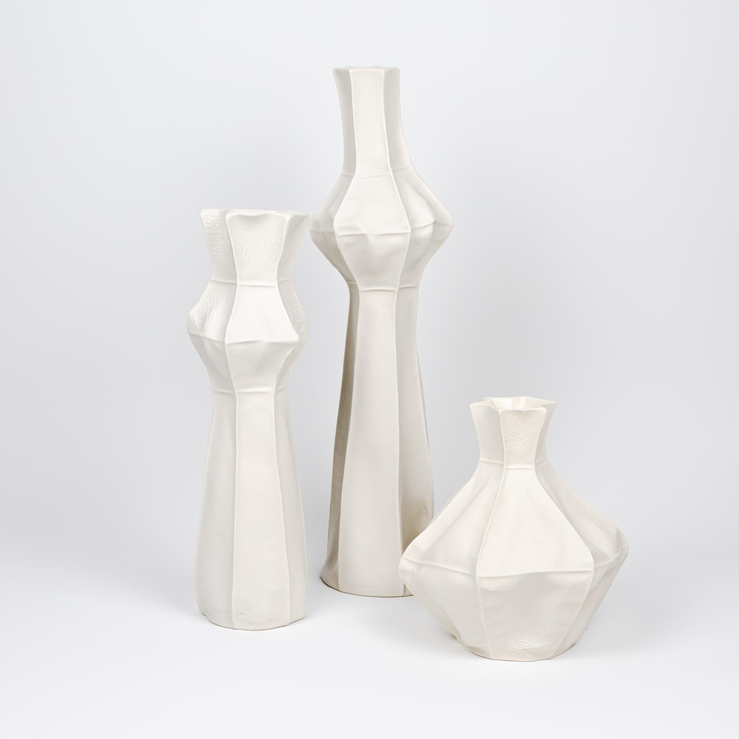 Handmade White Ceramic Flower Vase, Kawa Vase #7, Organic Sculptural Porcelain For Sale 1