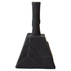 Black Handmade White Ceramic Vase with Peeling Texture, Minimalism