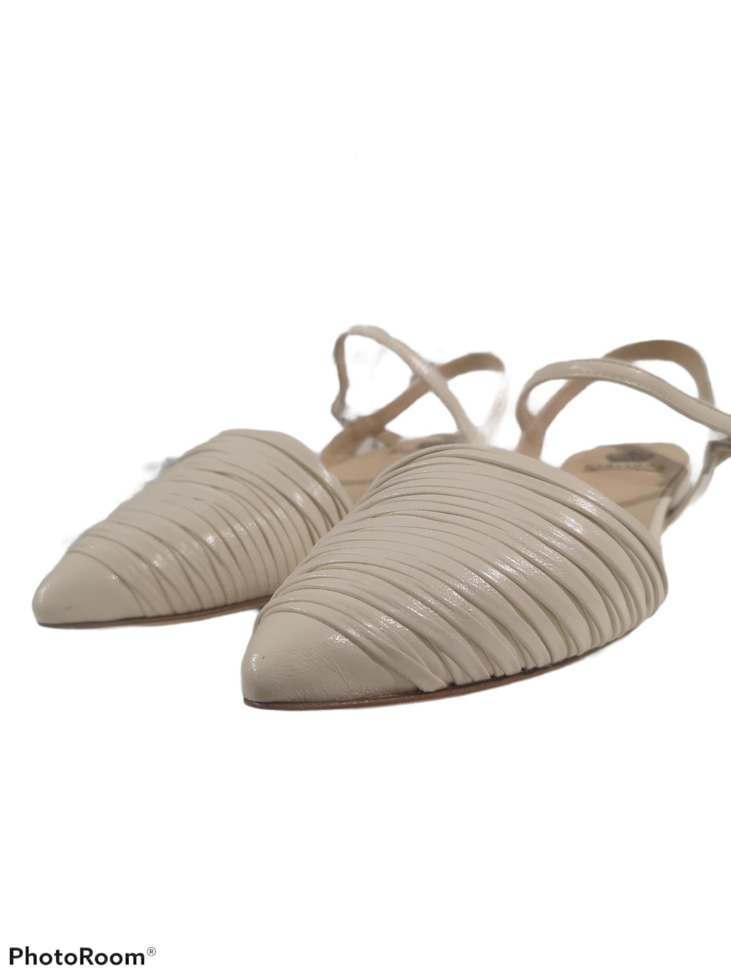 Handmade white cream leather sandals - ballerinas In New Condition In Capri, IT