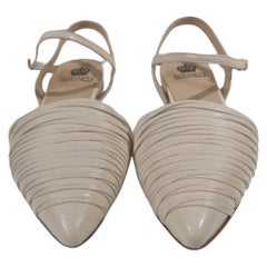Handmade white cream leather sandals - ballerinas