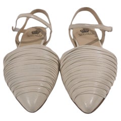 Handmade white cream leather sandals - ballerinas