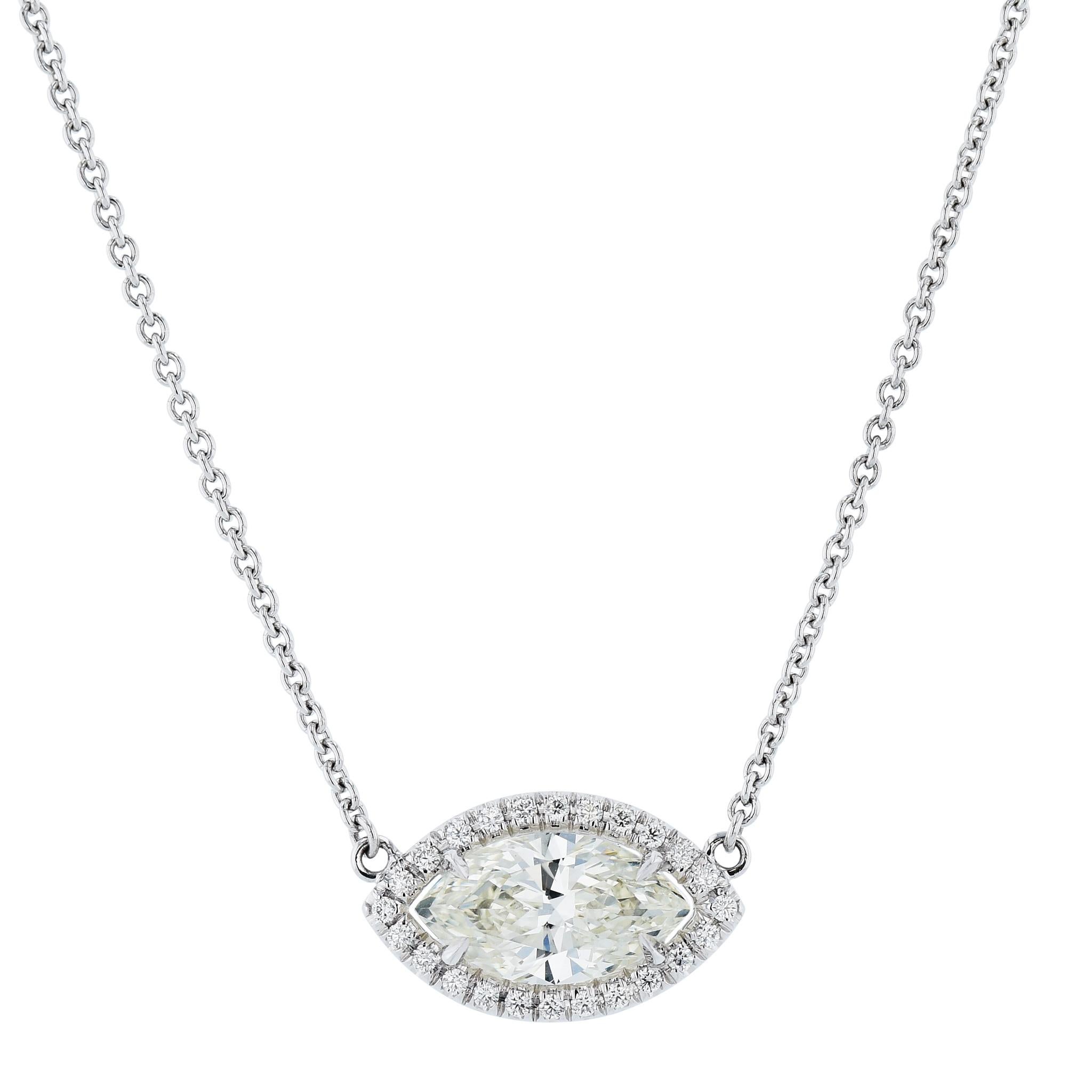 Modern Handmade White Gold Diamond Pave Pendant Necklace For Sale
