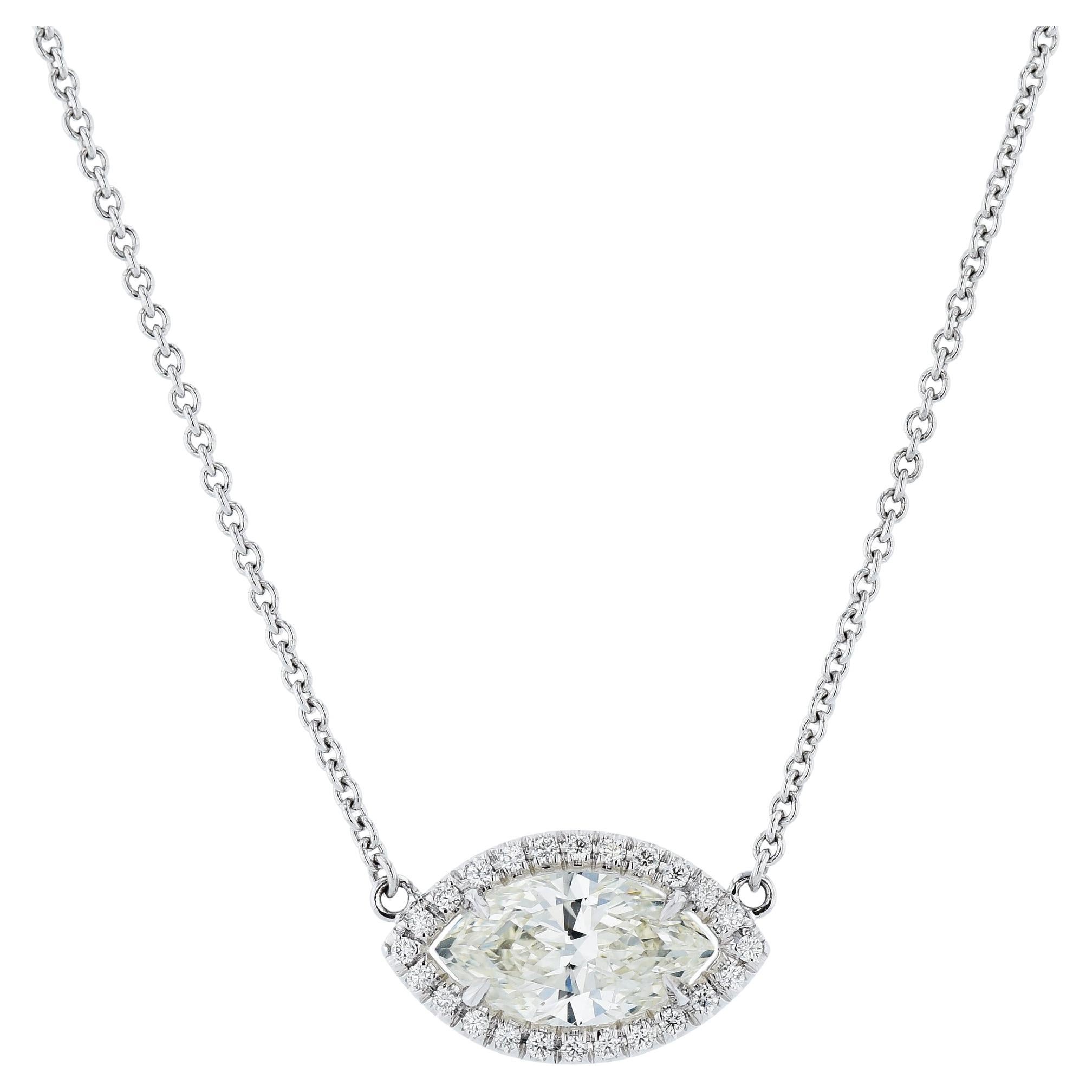 Handmade White Gold Diamond Pave Pendant Necklace For Sale