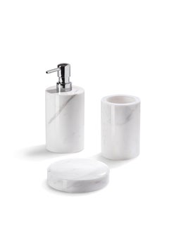 Handmade White Marble Bathroom Set with Square Tray