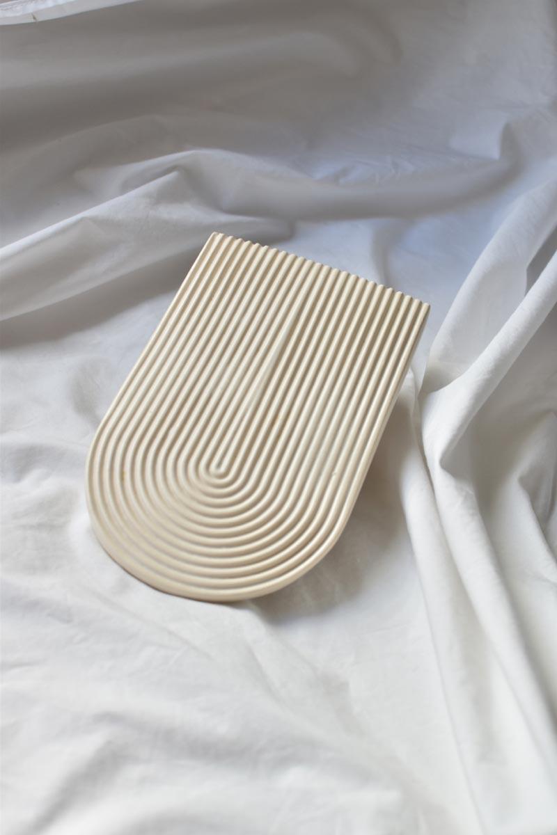 Glazed Handmade White Matte Modern Geometric Pitágoras Ceramic Cheese Platter Board