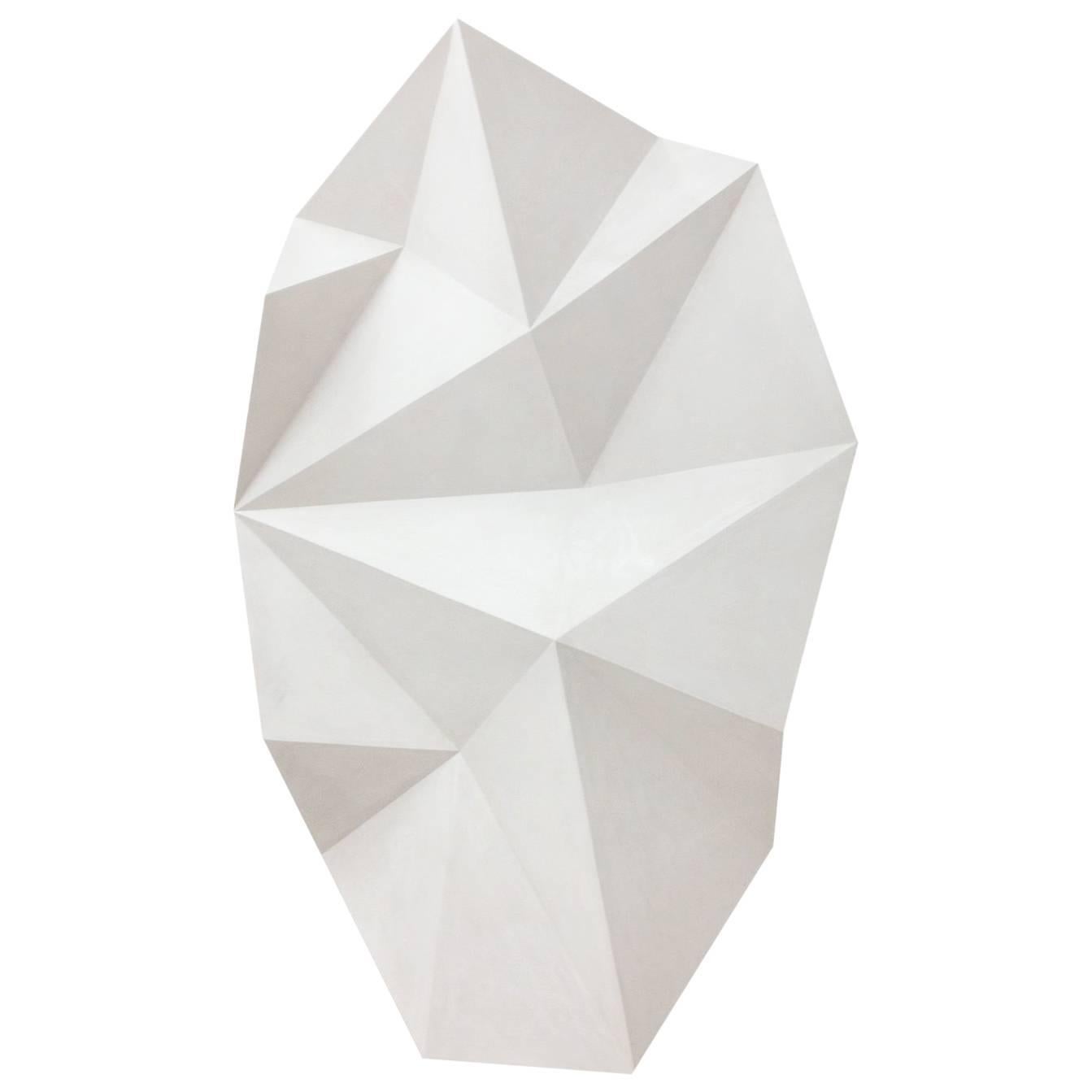 Handmade White Origami Fold Sculpture Cast Hydrostone Wall Mounted For Sale