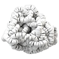 Handmade White Porcelain Rope Sculpture, France, Contemporary