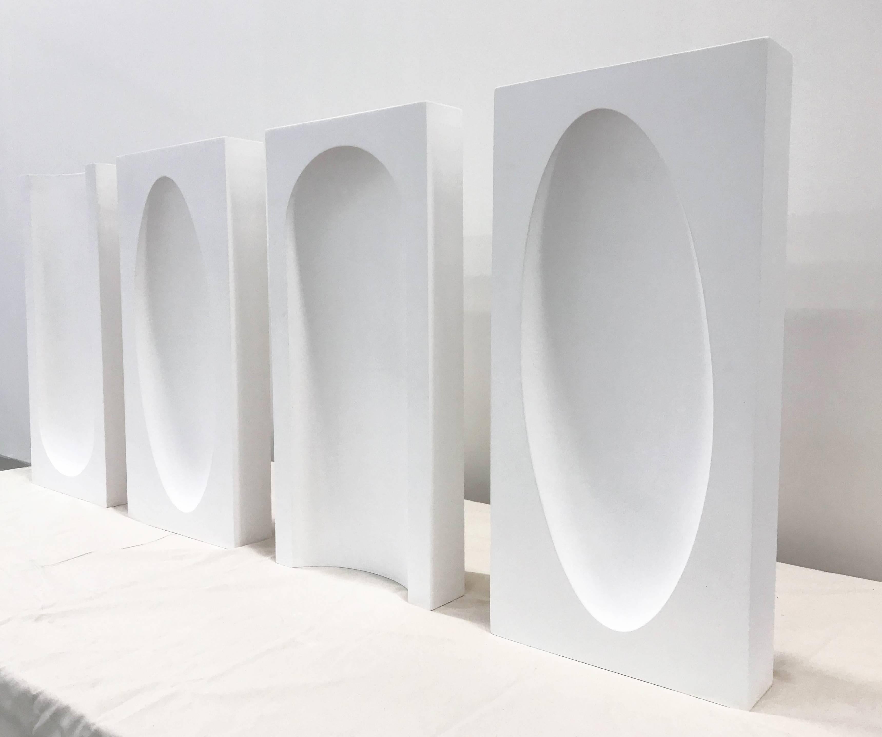Modern Handmade White Sculptural Accessories Cast Hydrostone Contemporary For Sale