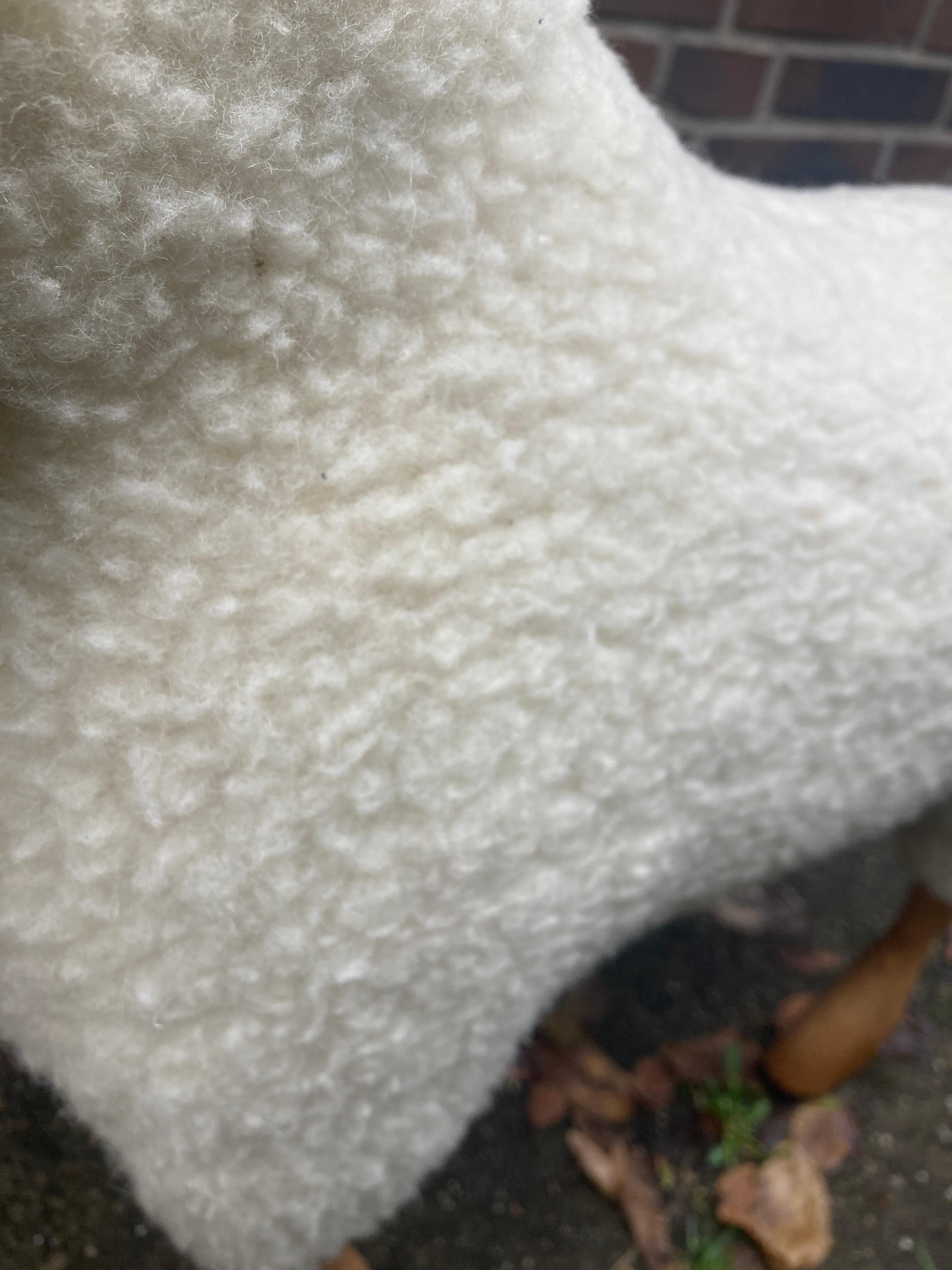 Hand-Crafted Handmade  white woolly  sheep by Hans -Peter Krafft. 1970s. Made in Germany. For Sale