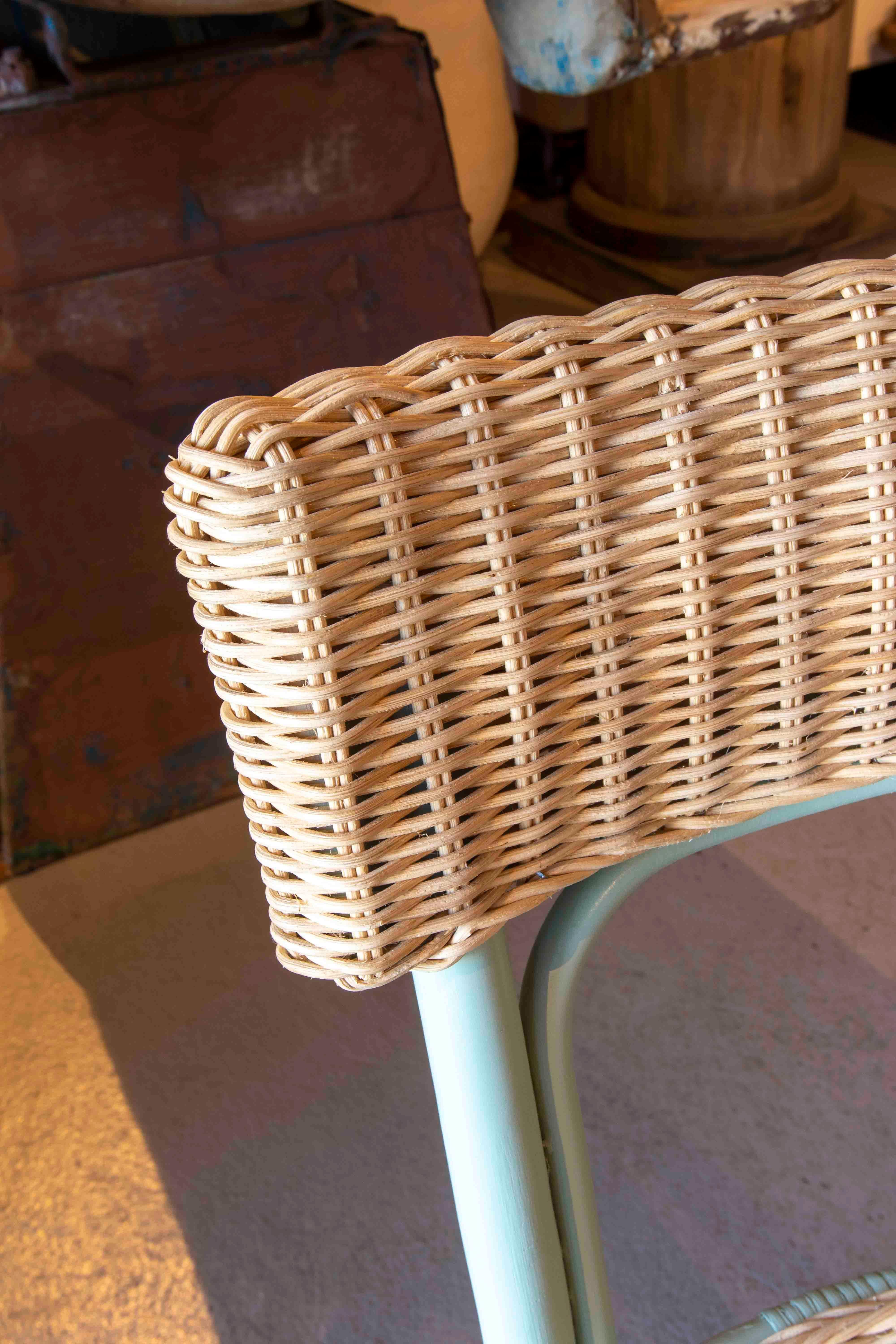Handmade Wicker and Rattan Children's Chair in Natural Colour & Painted in Blue For Sale 3
