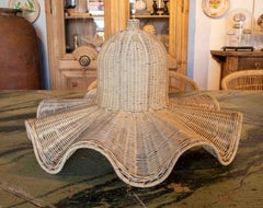 Handmade Wicker Ceiling Lamp with Wavy Shapes