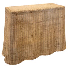 Handmade Wicker Console with Rounded Shape at the Bottom