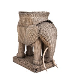 Handmade Wicker Elephant Side Table