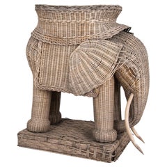 Handmade Wicker Elephant Side Table