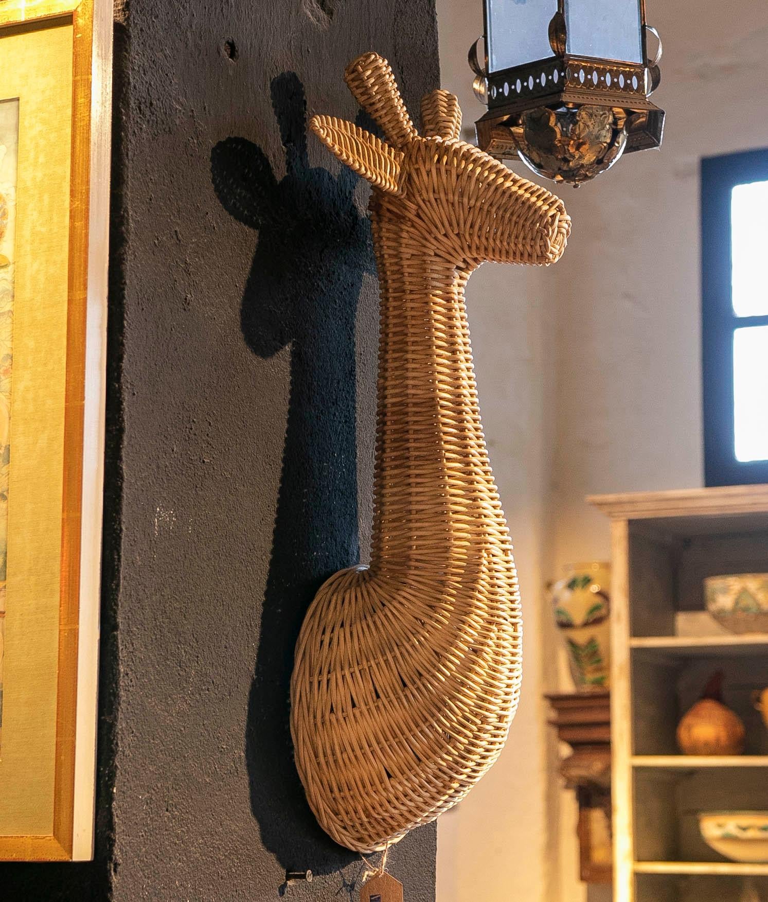 Handmade Wicker Giraffe for Wall Hanging For Sale 5