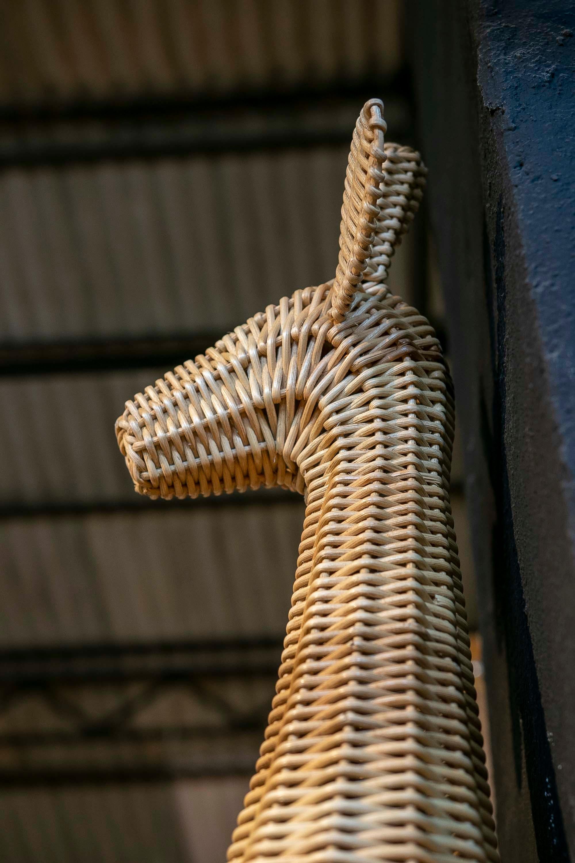 Handmade Wicker Giraffe for Wall Hanging For Sale 6