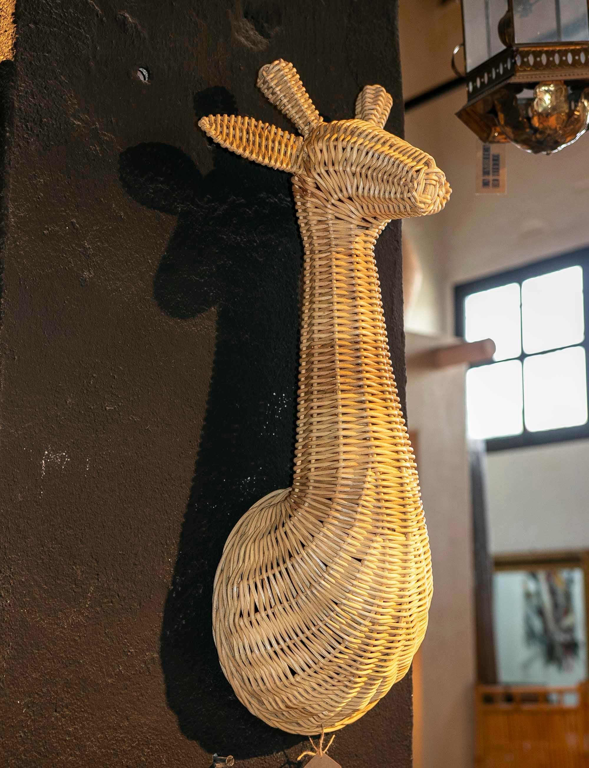 Handmade Wicker Giraffe for Wall Hanging For Sale 2
