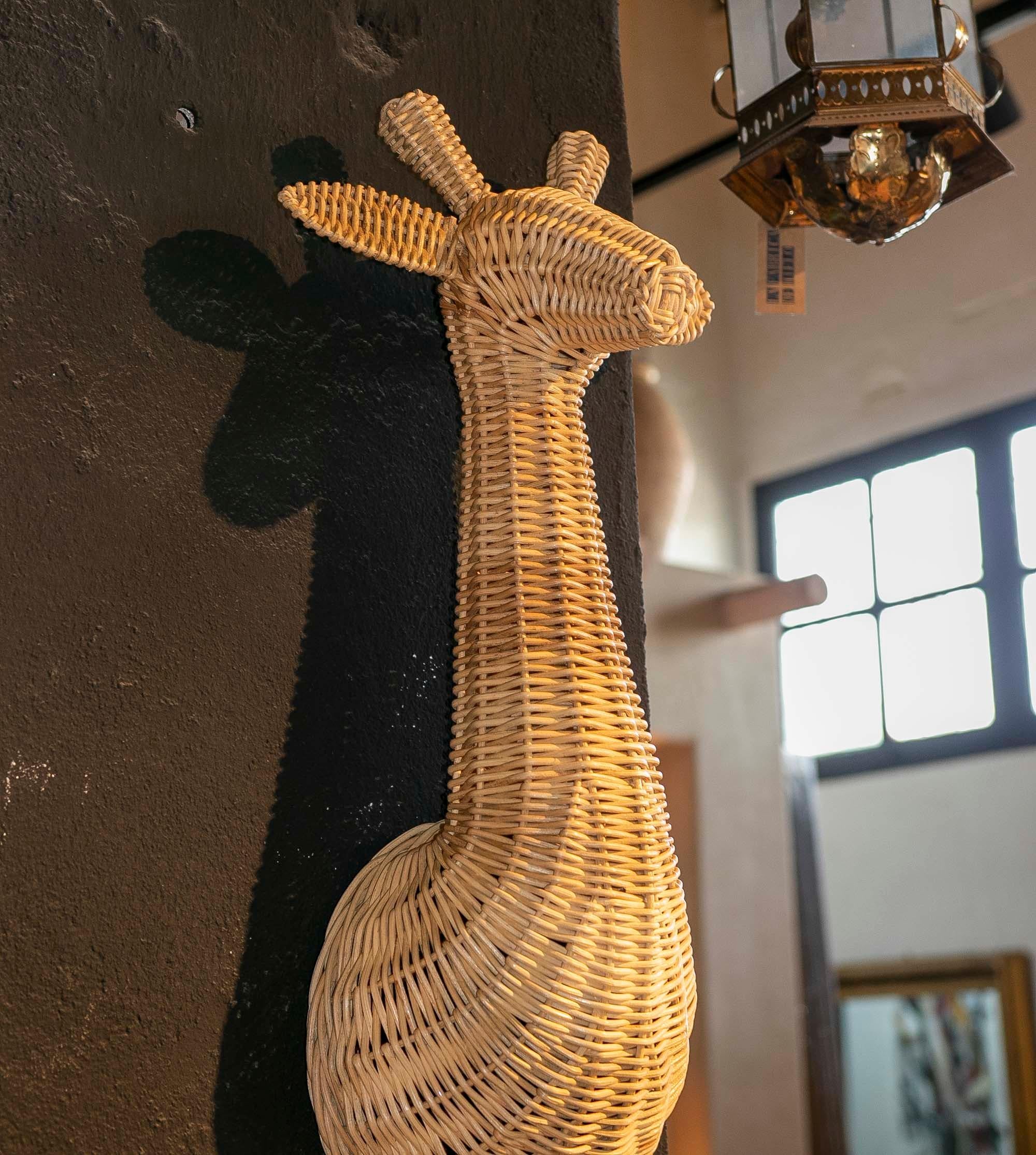 Handmade Wicker Giraffe for Wall Hanging For Sale 3
