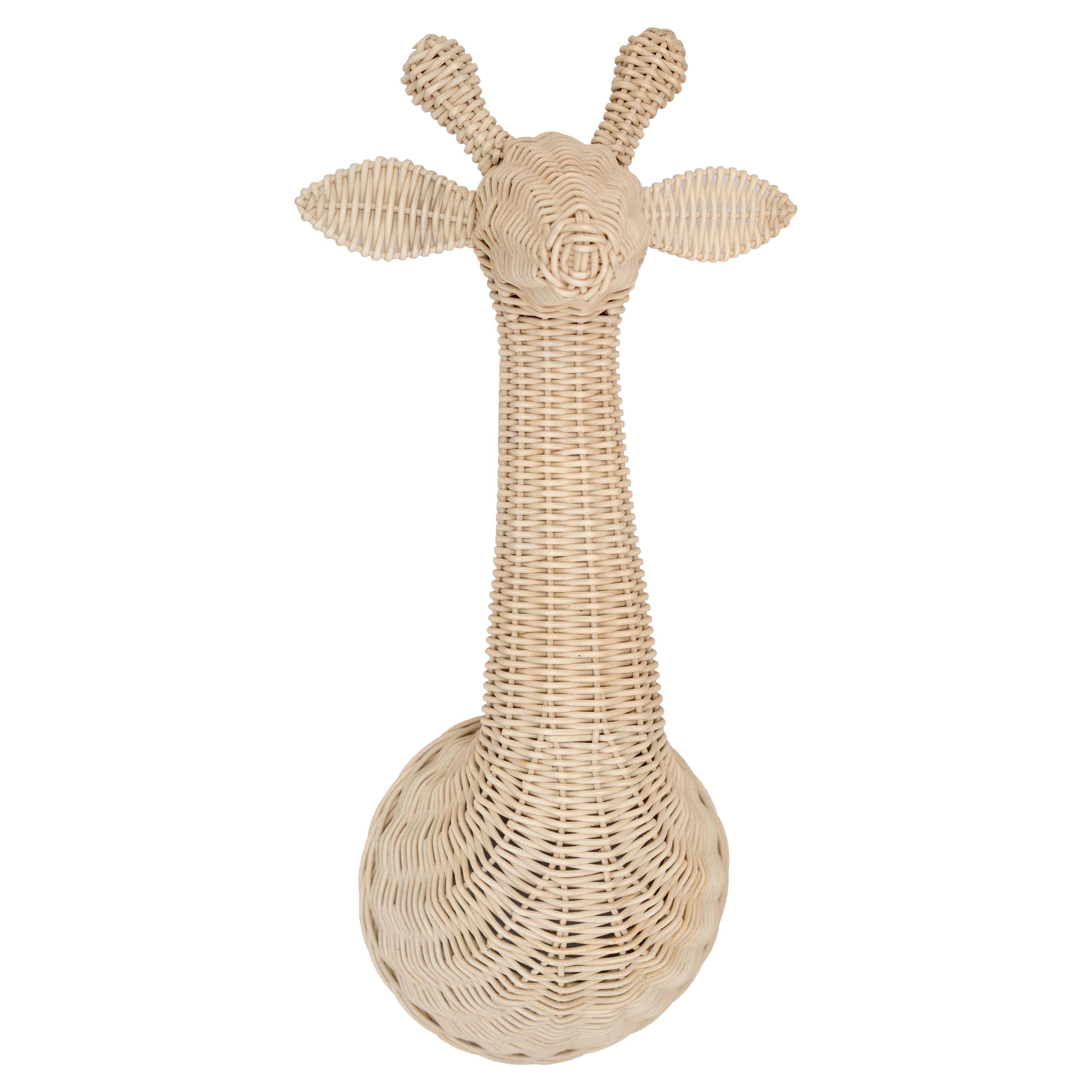 Handmade Wicker Giraffe for Wall Hanging For Sale
