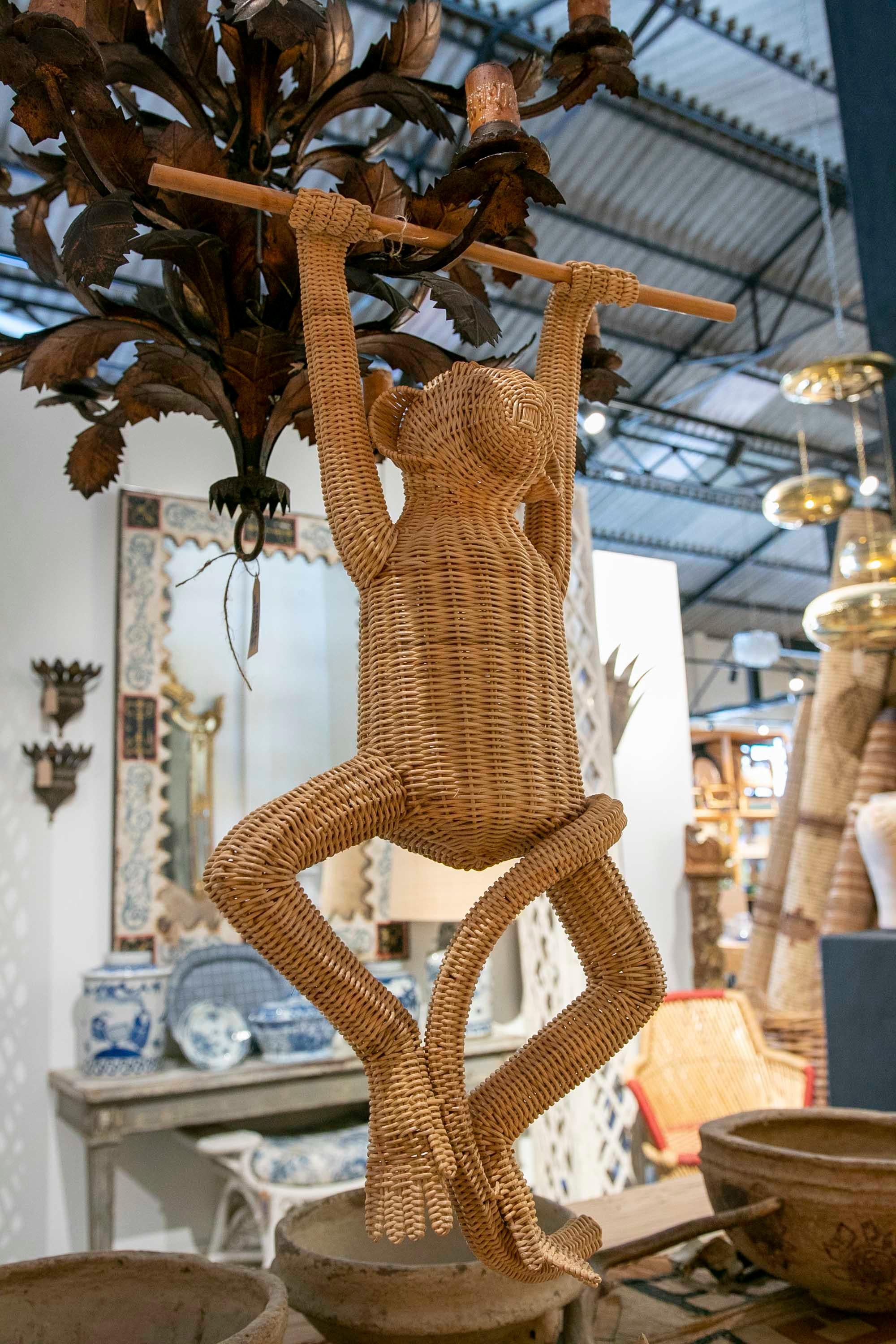 European Handmade Wicker Jumpsuit Attached to a Wooden Branch  For Sale