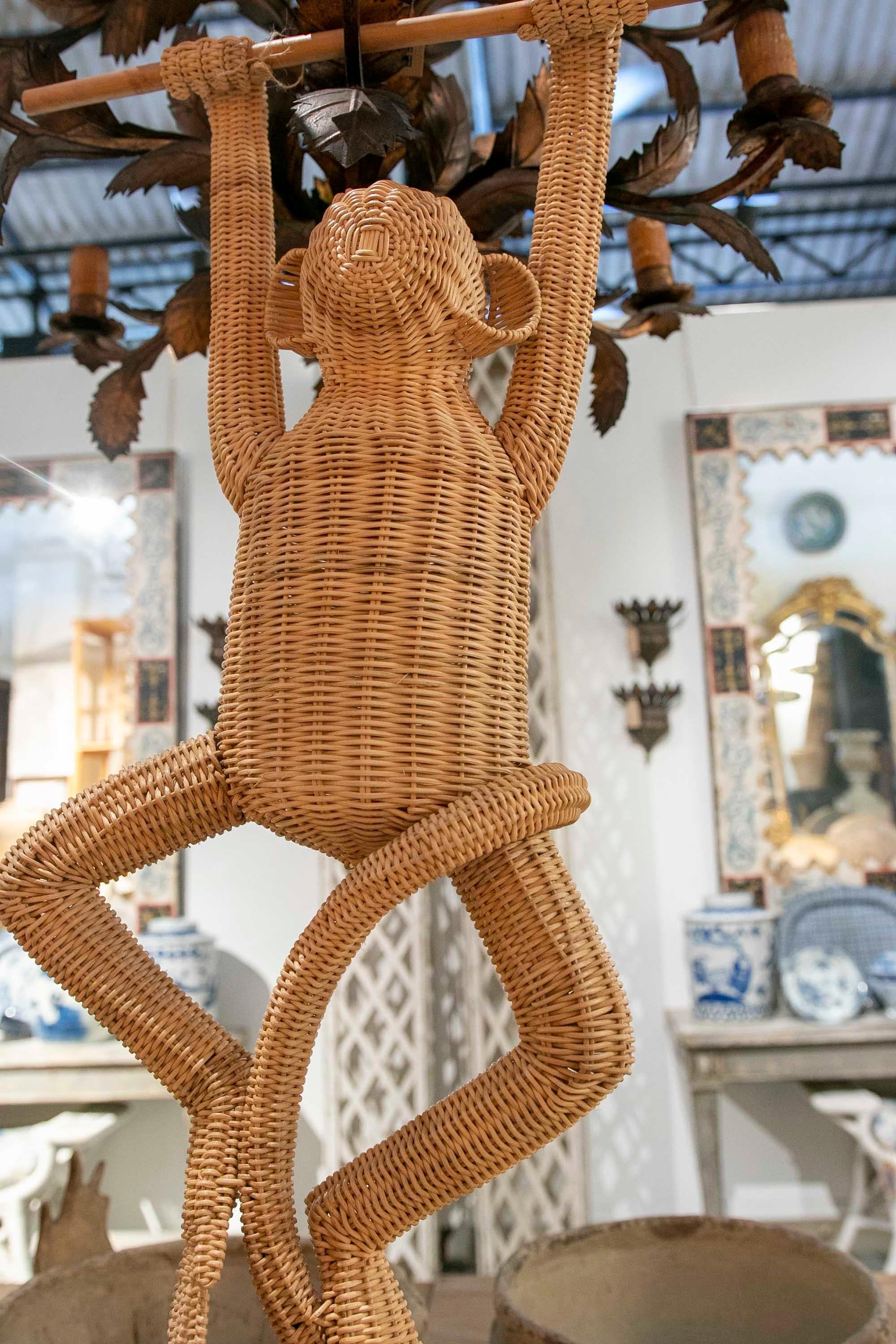 Contemporary Handmade Wicker Jumpsuit Attached to a Wooden Branch  For Sale