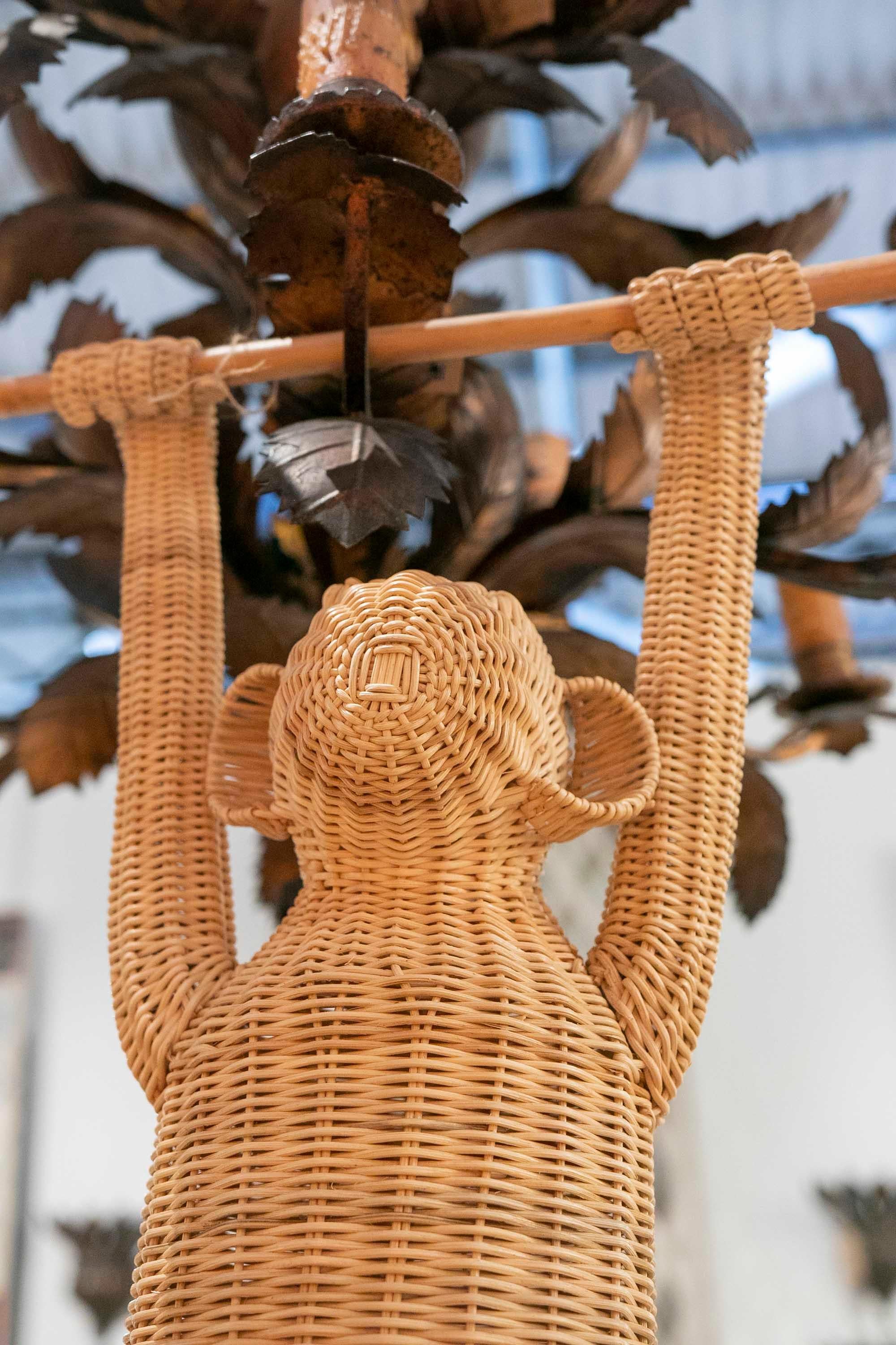 Handmade Wicker Jumpsuit Attached to a Wooden Branch  For Sale 3
