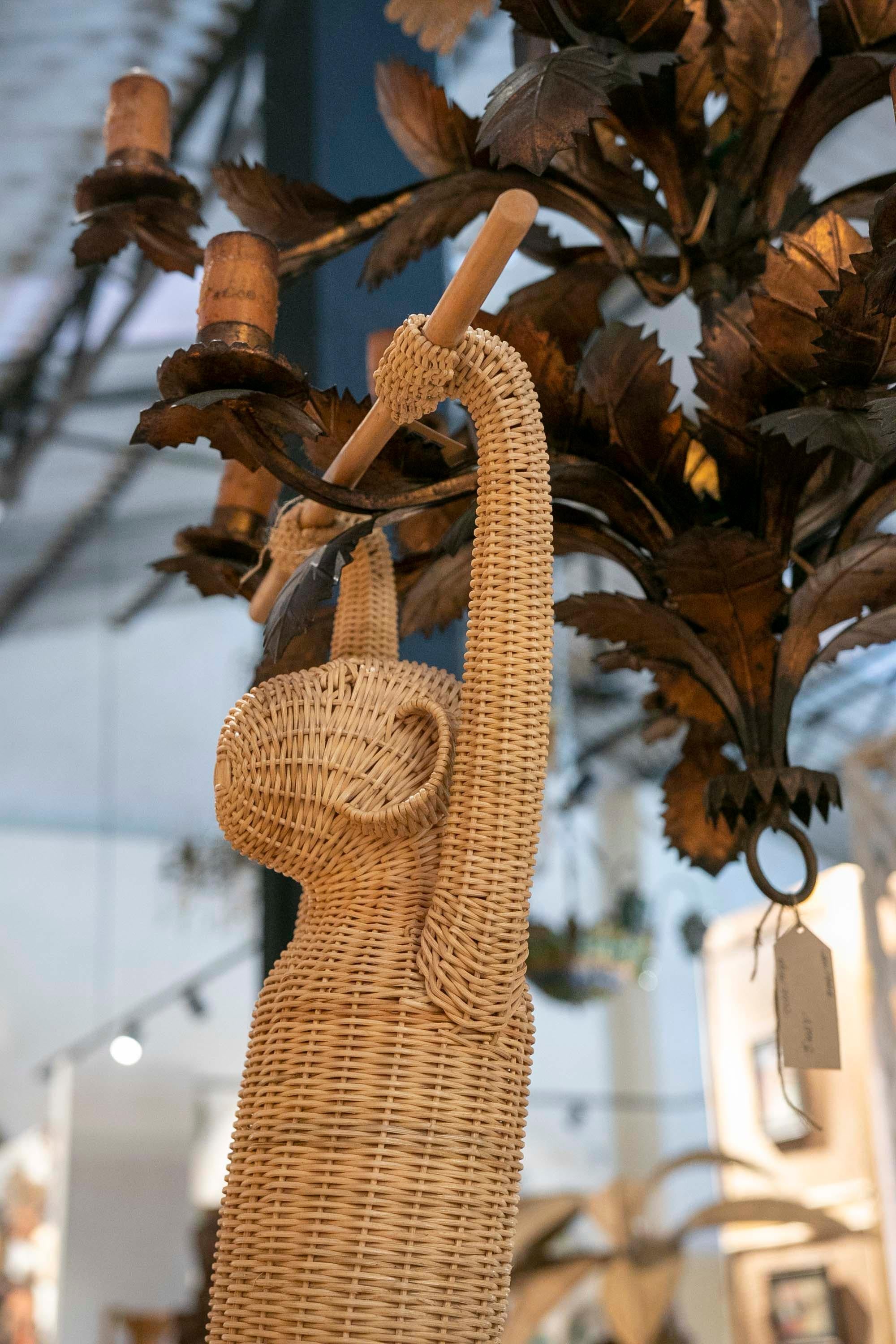 Handmade Wicker Jumpsuit Attached to a Wooden Branch  For Sale 4