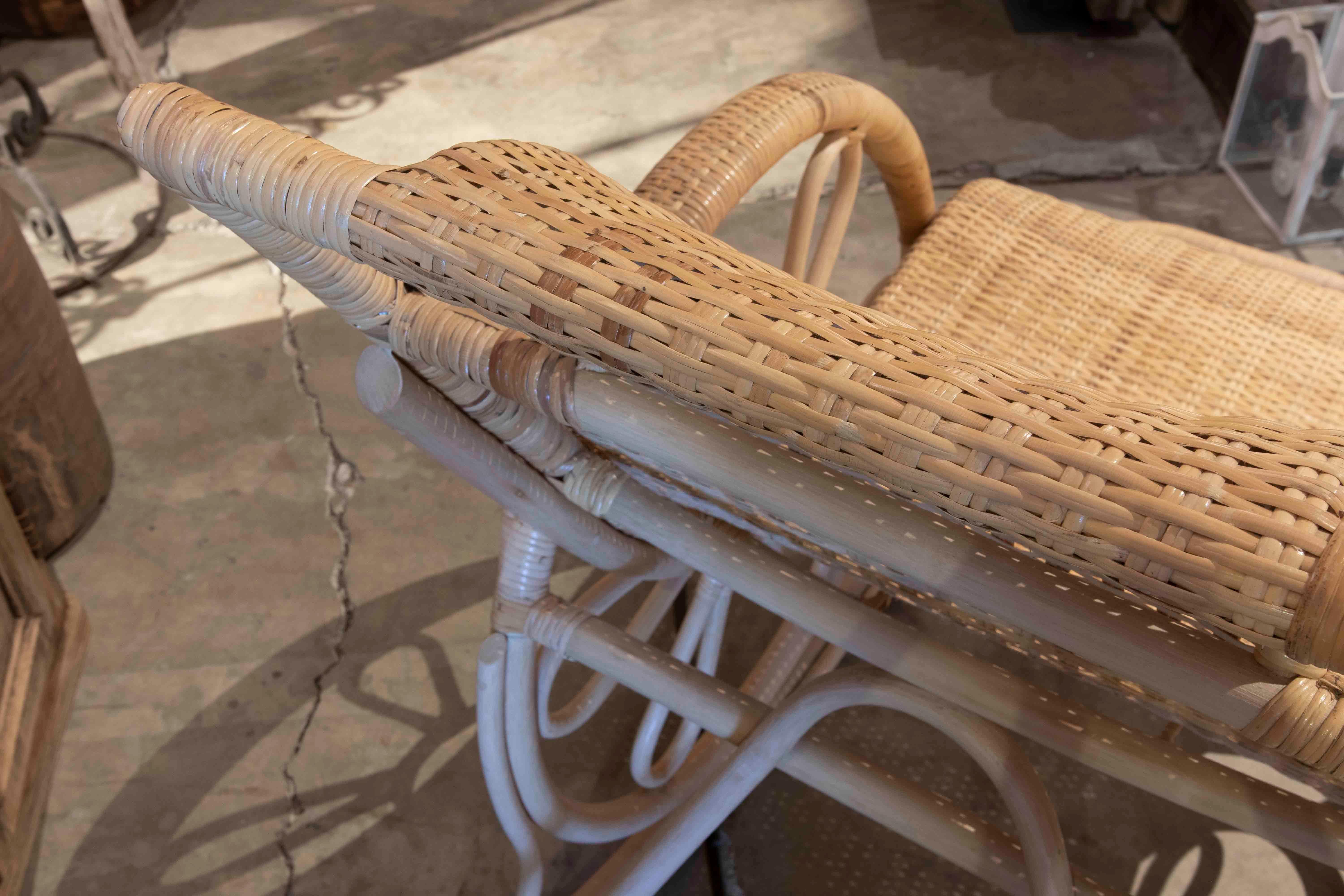 Handmade Wicker Rocking Chair with Armrests For Sale 7