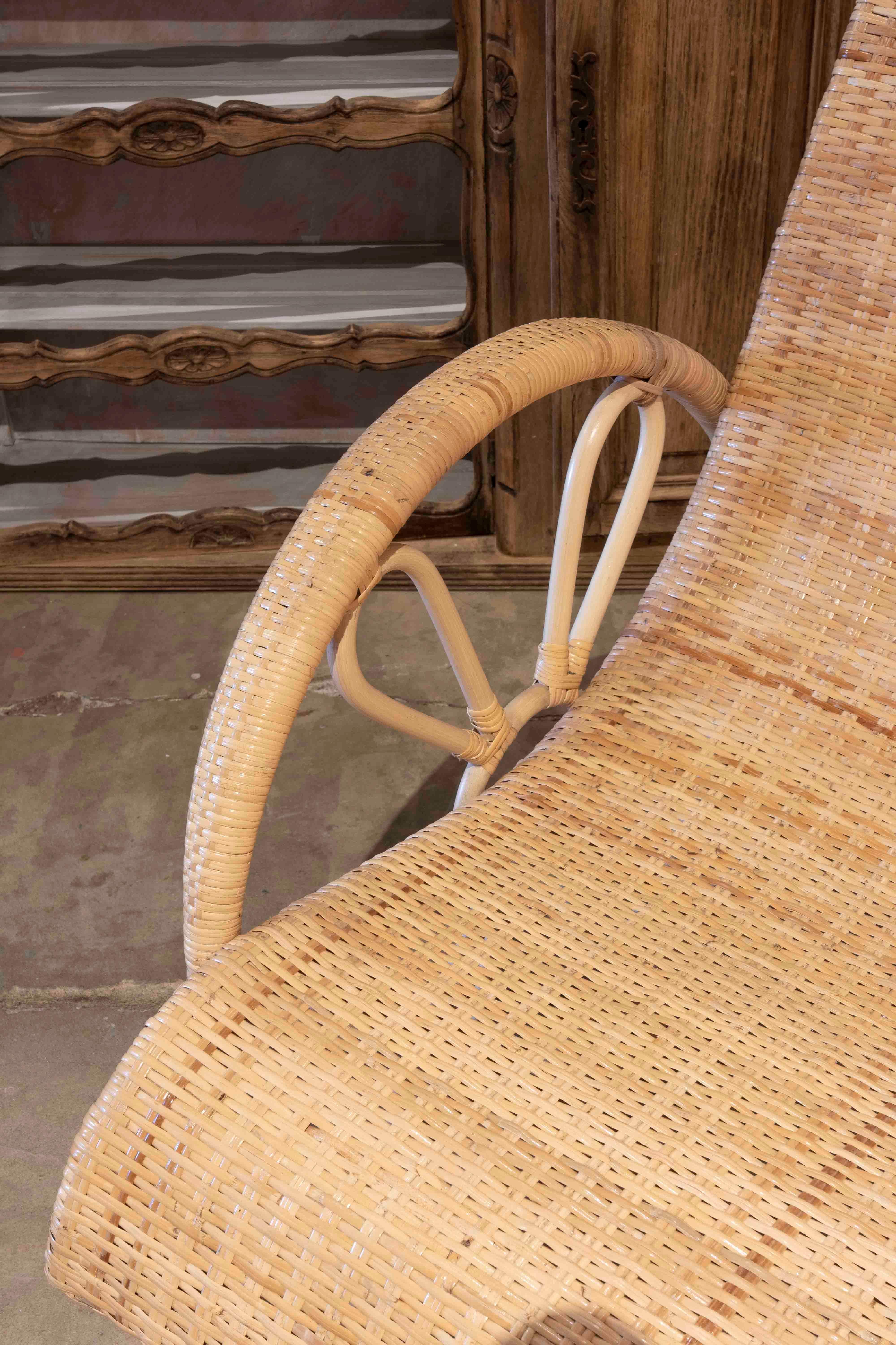 Handmade Wicker Rocking Chair with Armrests For Sale 3
