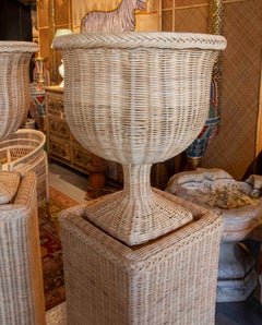 Handmade Wicker Urn with Rectangular Bases and Iron Structure
