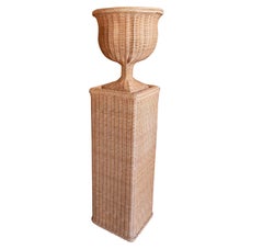 Handmade Wicker Urn with Rectangular Bases and Iron Structure