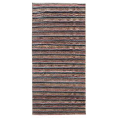 Handmade with Wool Vintage Afghan Modern Multicolor Rug, circa 1980