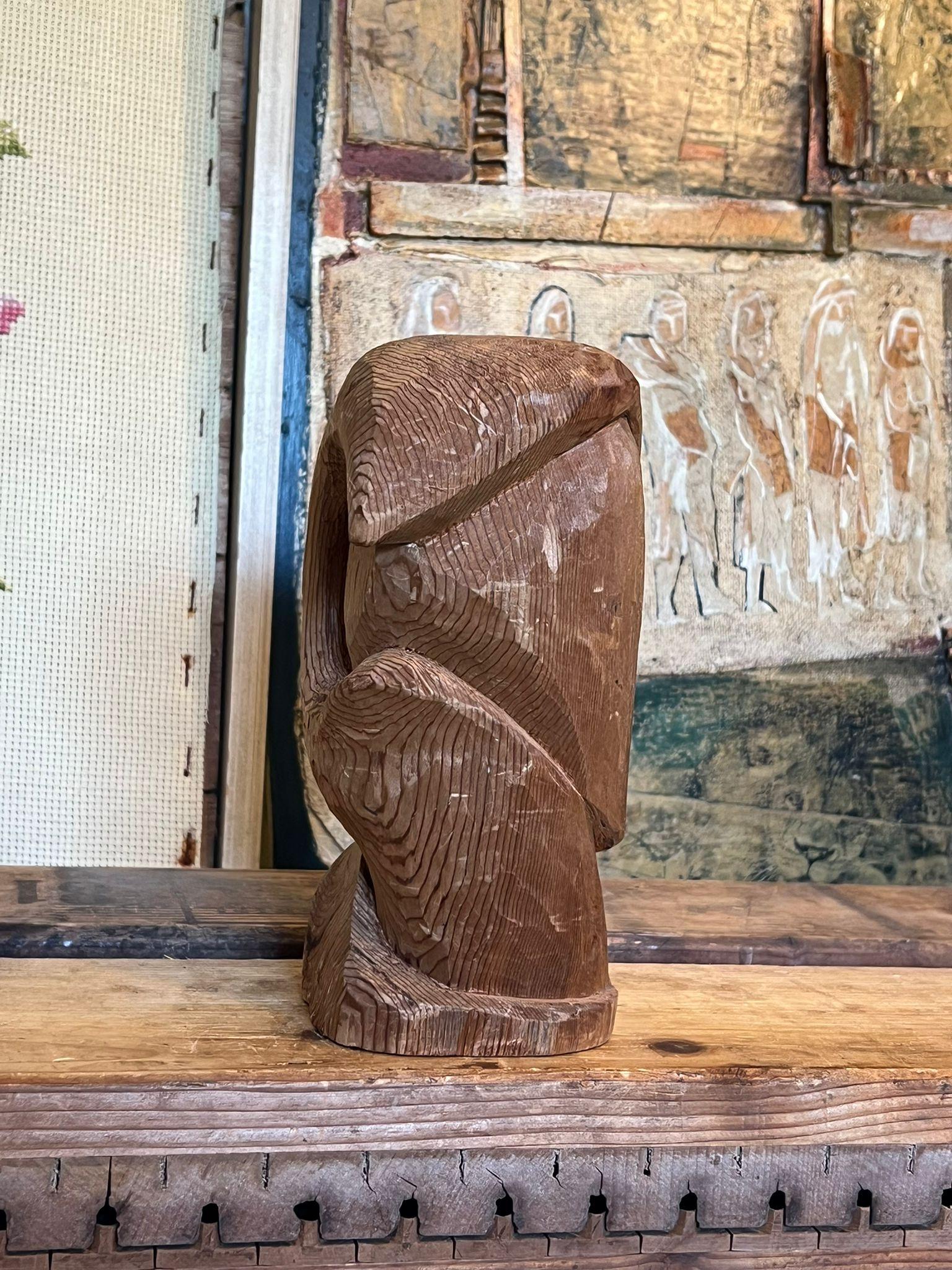 Mid-Century Modern Handmade Wood Carving For Sale