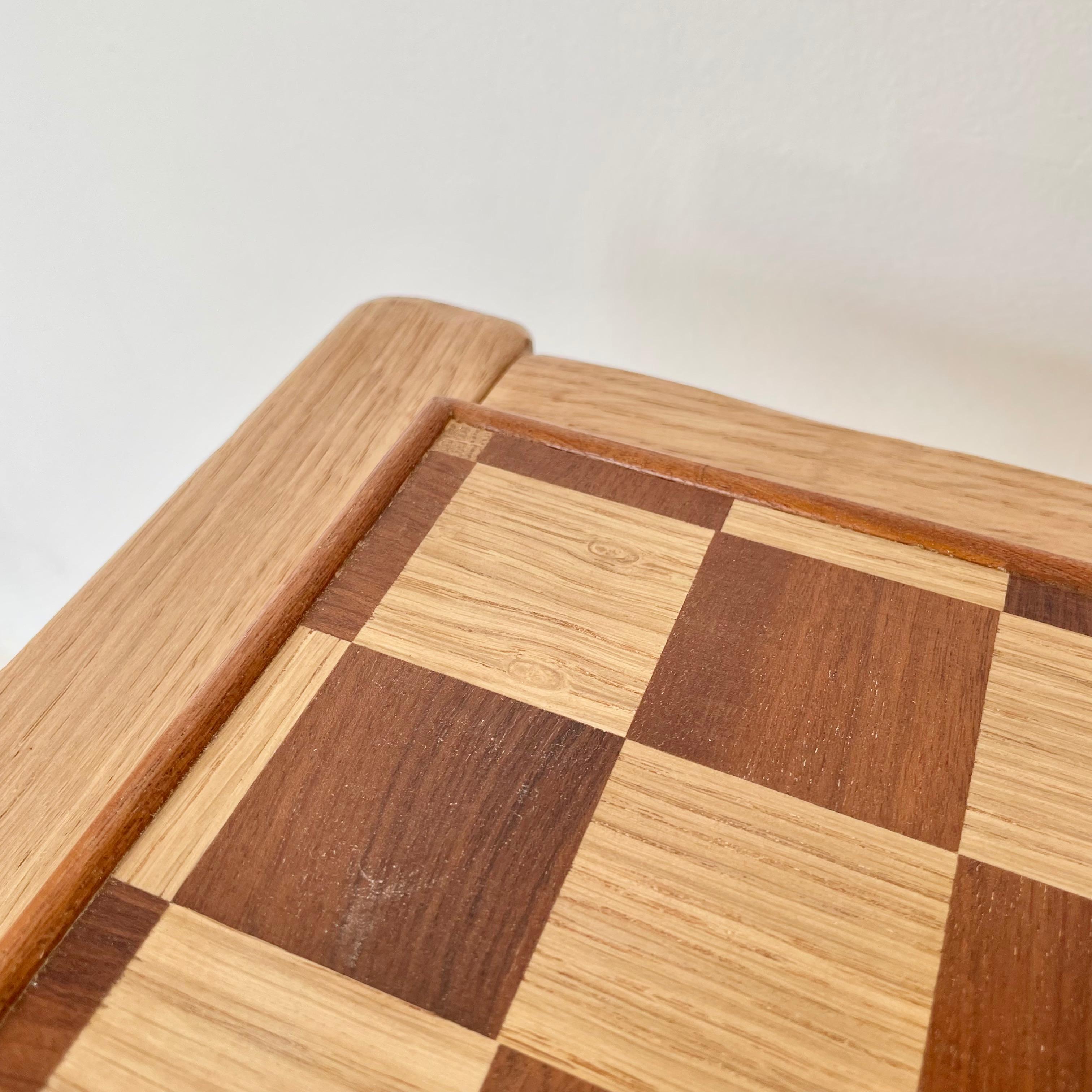 Handmade Wood Hourglass Chess Table In Good Condition In Los Angeles, CA