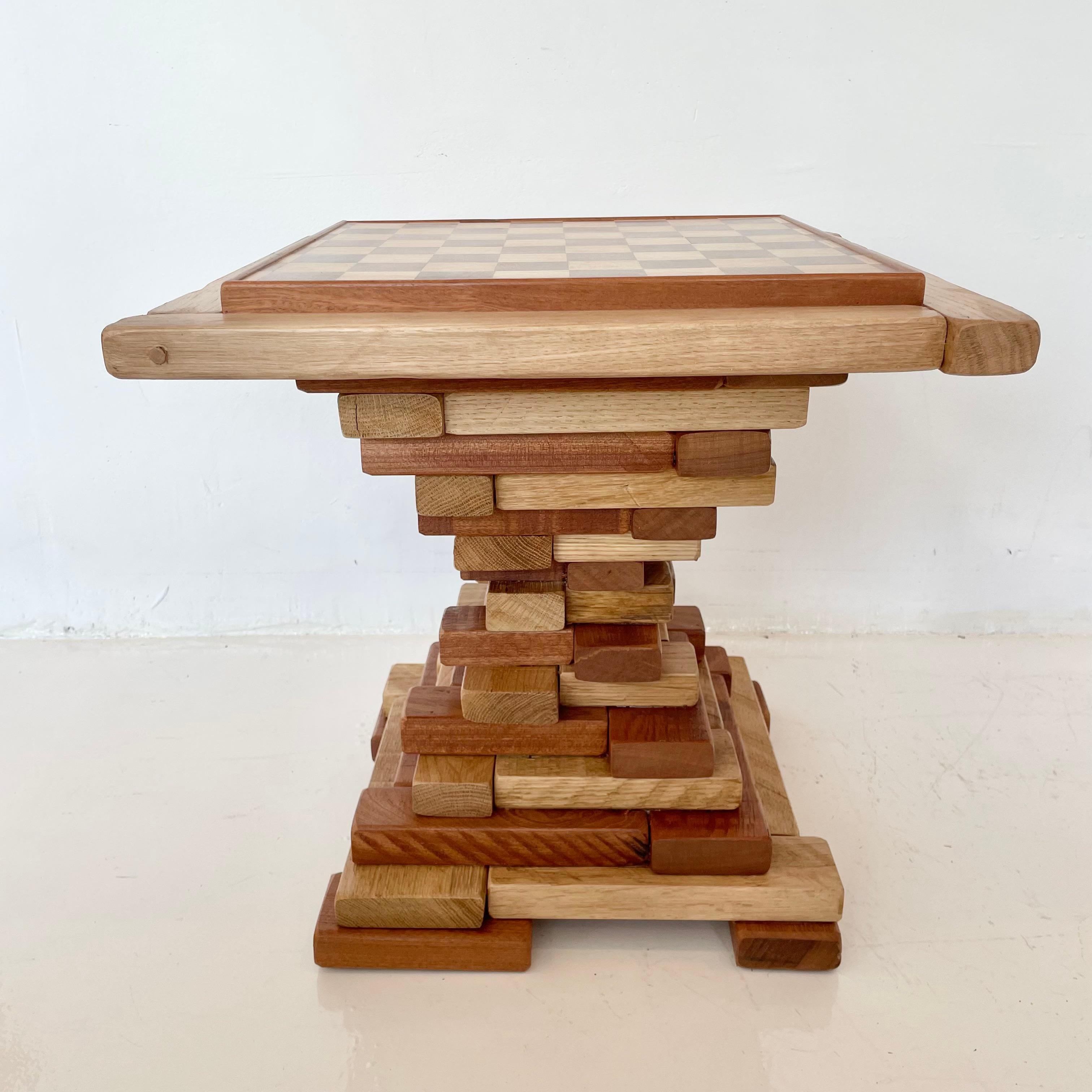 Handmade Wood Hourglass Chess Table 1