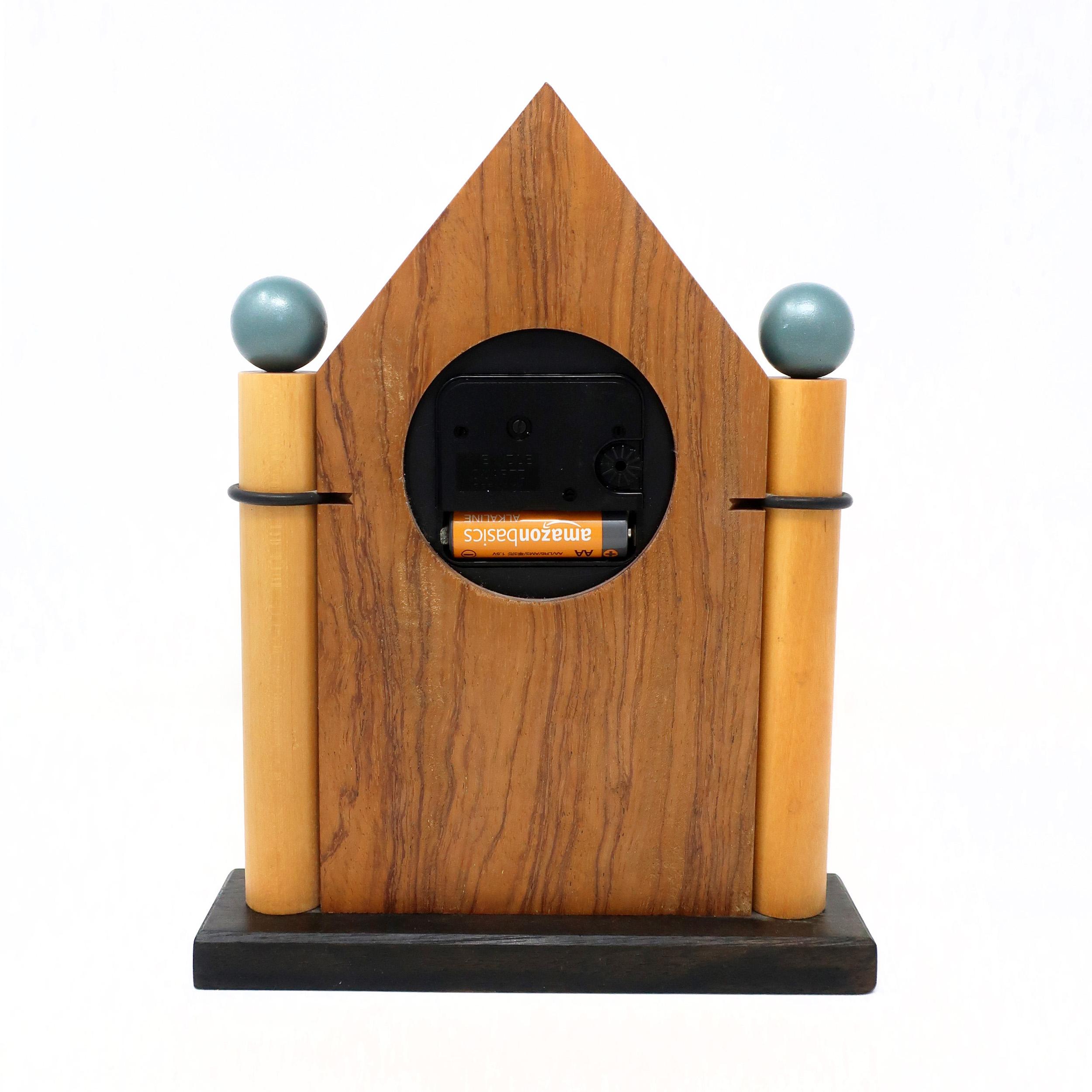 20th Century Handmade Wood Mantle Clock by Kasnak Designs '1990'