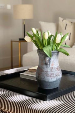 Small Handmade Black Wooden Serving Tray 45 x 35cm