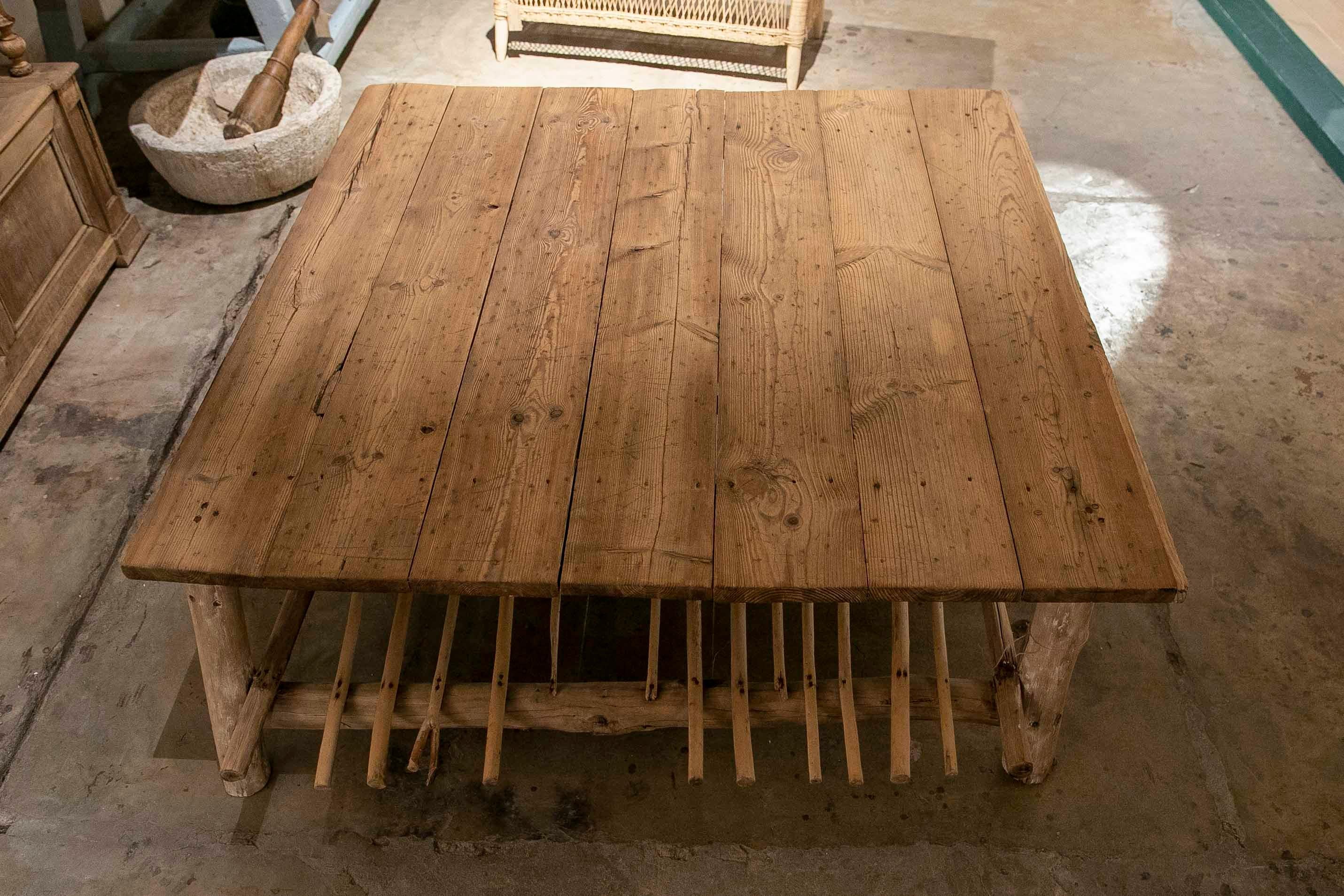 Handmade Wooden Coffee Table Made of Natural Pieces For Sale 14