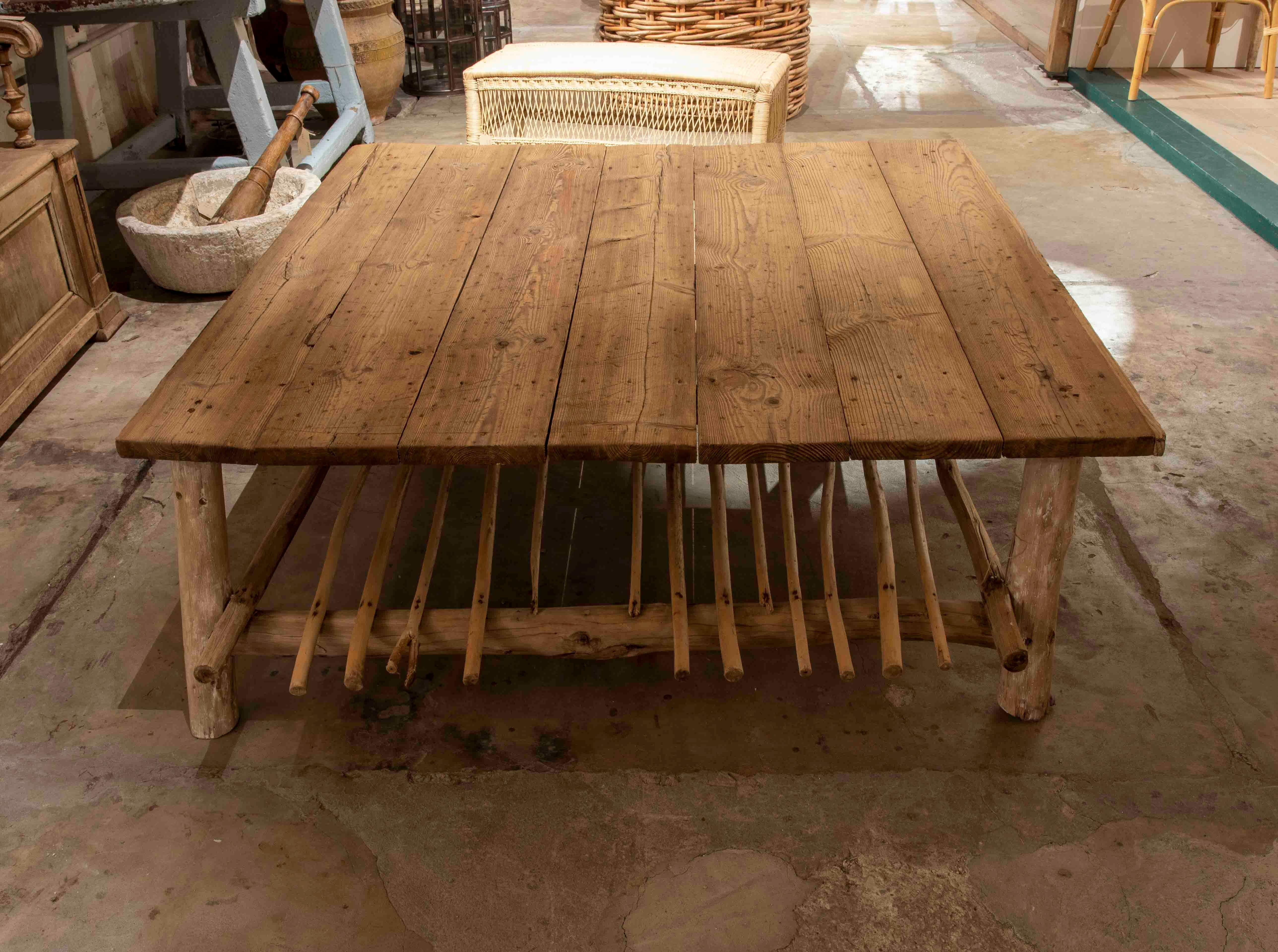 Handmade Wooden Coffee Table Made of Natural Pieces For Sale 3